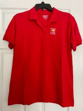 NWOT Salty Dog Cafe Staff Red Polo Shirt with Embroidered Logo women’s size L